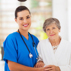 a caregiver woman with an elderly woman